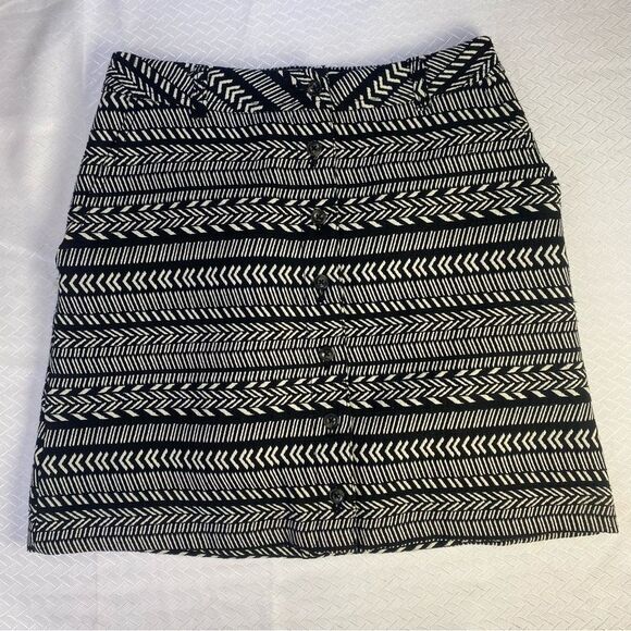 Maeve Black & White Geometric Button-Front Skirt – Anthropologie Boho Chic - Picture 3 of 12